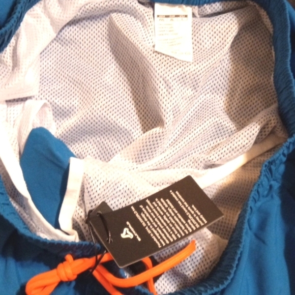 TEAL ORANGE DRAWSTRING THREE POCKETS MESH LINED SWIM TRUNKS SIZE LARGE NWT - Picture 7 of 7